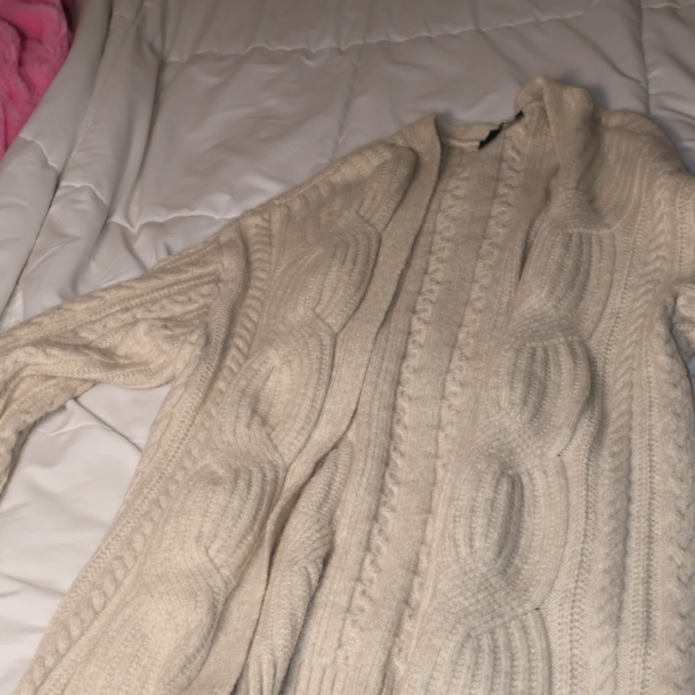 Express Cozy Cream Cable Knit Oversized Cardigan